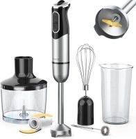 KOIOS 800W Immersion Hand Blender, Multifunctional 5-in-1 Low Noise Stick Mixer, 9-Speed, Stainless Steel, Titanium Plated, 600ml Mixing Beaker, 800ml