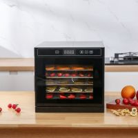 Food Dehydrator (50 Recipes) for Jerky Meat Herbs Fruit, Dryer Machine with Digital Temperature, 6 Stainless Steel Trays RT