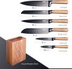 7 Pieces Kitchen Knife Set with Block - Ultra Sharp Professional Chef Knife Set with Black Non-stick Coating Blade