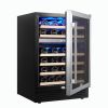 24 inch 46 Bottle Wine Cooler Cabinet Beverage Fridge Small Wine Cellar Soda Beer Counter Top Bar Quiet Operation Compressor Freestanding Clear Glass