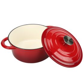 COOKWIN Enameled Cast Iron Dutch Oven with Self Basting Lid, Enamel Coated Cookware Pot 4.5QT (Color: Red)