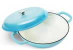 COOKWIN Cast Iron Casserole Braiser, 3.8 Quart,Heavy Duty Casserole Skillet with Lid and Dual Handles, Porcelain Enameled Surface Cookware Pot