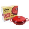 COOKWIN Cast Iron Casserole Braiser, 3.8 Quart,Heavy Duty Casserole Skillet with Lid and Dual Handles, Porcelain Enameled Surface Cookware Pot